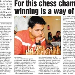 chess master arjun's achievement published in Deccan Chronicle news paper